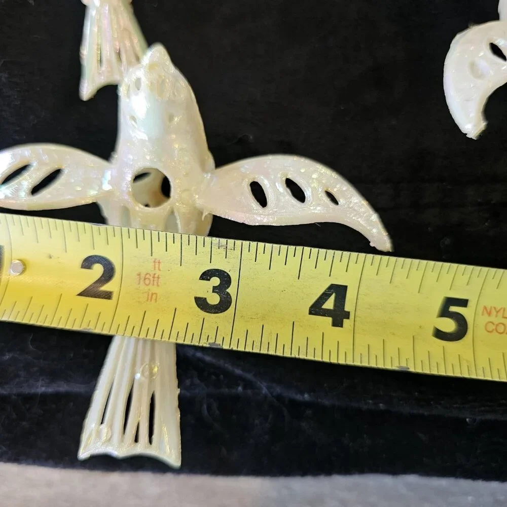 MCM Christmas Light Bird Toppers Pearlescent Plastic‎ Set 10 Cream VTG Ornaments